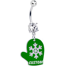 Load image into Gallery viewer, Custom Holiday Mitten Personalized Dangle Belly Ring
