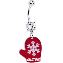 Load image into Gallery viewer, Custom Holiday Mitten Personalized Dangle Belly Ring