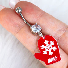 Load image into Gallery viewer, Custom Holiday Mitten Personalized Dangle Belly Ring