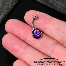 Load image into Gallery viewer, Crescent Moon Heart Belly Ring by Onyx O