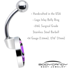 Load image into Gallery viewer, Crescent Moon Heart Belly Ring by Onyx O