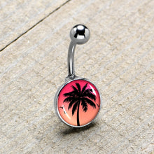 Load image into Gallery viewer, Red Sunset Palm Tree Belly Ring by Onyx O