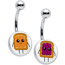 Load image into Gallery viewer, PB and J Peanut Butter and Jelly Sandwich BFF Set of 2 Belly Rings by Onyx O