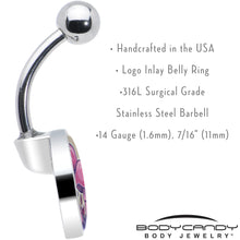 Load image into Gallery viewer, Artist Drawn Pink Mushrooms Belly Ring by Onyx O