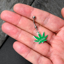 Load image into Gallery viewer, Custom Marijuana Pot Leaf Personalized Dangle Belly Ring
