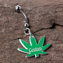 Load image into Gallery viewer, Custom Marijuana Pot Leaf Personalized Dangle Belly Ring
