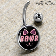 Load image into Gallery viewer, RAWR Kitty Cat Belly Ring by Onyx O