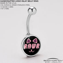 Load image into Gallery viewer, RAWR Kitty Cat Belly Ring by Onyx O