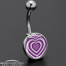 Load image into Gallery viewer, Purple Retro Heart Belly Ring by Onyx O