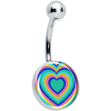 Load image into Gallery viewer, Rainbow Retro Heart Belly Ring by Onyx O