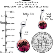 Load image into Gallery viewer, Palm Tree Retro Sunset Belly Ring by Onyx O