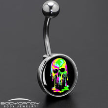 Load image into Gallery viewer, Ultra Bright Melting Skull Belly Ring by Onyx O