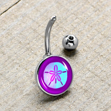 Load image into Gallery viewer, Purple Nautical Sand Dollar Belly Ring by Onyx O