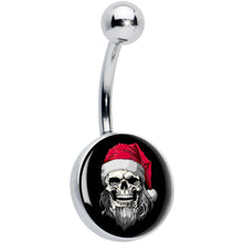 Load image into Gallery viewer, Holiday Skeleton Santa Claus Belly Ring by Onyx O