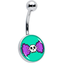 Load image into Gallery viewer, Retro Pixel Skull Belly Ring by Onyx O