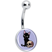 Load image into Gallery viewer, Skull Cat Belly Ring by Onyx O
