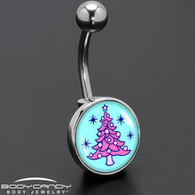 Load image into Gallery viewer, Pastel Christmas Tree Holiday Belly Ring by Onyx O