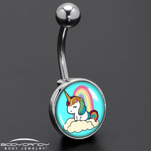 Load image into Gallery viewer, Rainbow Unicorn Belly Ring by Onyx O