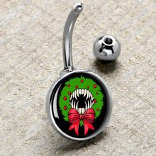 Load image into Gallery viewer, Holiday Vampire Wreath Belly Ring by Onyx O