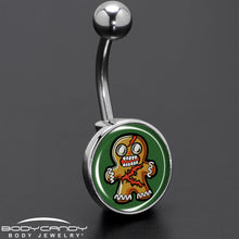 Load image into Gallery viewer, Christmas Holiday Zombie Gingergread Man Belly Ring by Onyx O