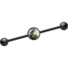 Load image into Gallery viewer, 14G Black Glow in the Dark Full Moon Industrial Barbell 37mm