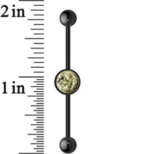 Load image into Gallery viewer, 14G Black Glow in the Dark Jack O Lantern Industrial Barbell 37mm