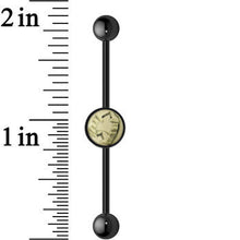 Load image into Gallery viewer, 14G Black Glow in the Dark Fearsome Fangs Industrial Barbell 37mm