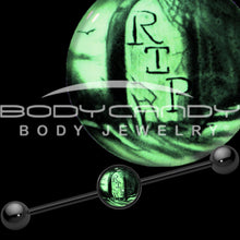 Load image into Gallery viewer, 14G Black Glow in the Dark RIP Tombstone Industrial Barbell 37mm