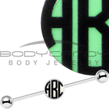 Load image into Gallery viewer, Glow in the Dark Personalized Custom Initial Industrial Barbell 37mm
