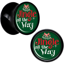 Load image into Gallery viewer, Green Jingle All the Way Black Acrylic Saddle Plug Set Sizes 8mm to 20mm