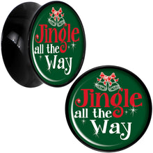 Load image into Gallery viewer, Green Jingle All the Way Black Acrylic Saddle Plug Set Sizes 8mm to 20mm