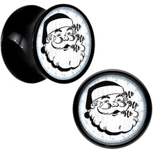 Load image into Gallery viewer, Christmas Retro Santa Ho Ho Ho Black Acrylic Saddle Plug Set Sizes 5mm to 20mm
