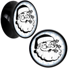 Load image into Gallery viewer, Christmas Retro Santa Ho Ho Ho Black Acrylic Saddle Plug Set Sizes 5mm to 20mm
