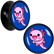Load image into Gallery viewer, Adorable Axolotl Black Acrylic Saddle Plug Set by Onyx O