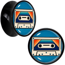 Load image into Gallery viewer, Black Acrylic Retro Cassette Double Flare Plug Set by Onyx O