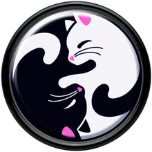 Load image into Gallery viewer, Black Acrylic Cute Kitty Cat Yin Yang Double Flare Plug Set by Onyx O