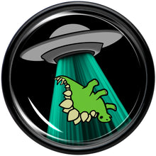 Load image into Gallery viewer, Black Acrylic Alien UFO Dinosaur Abduction Double Flare Plug Set by Onyx O