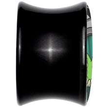 Load image into Gallery viewer, Black Acrylic Alien UFO Dinosaur Abduction Double Flare Plug Set by Onyx O
