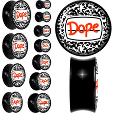 Load image into Gallery viewer, 0G Dope Composition Notebook Black Acrylic Saddle Plug Set by Onyx O