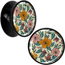 Load image into Gallery viewer, Blossom Creation Wildflower Flowers Black Acrylic Saddle Plug Set by Onyx O