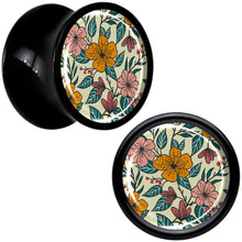 Load image into Gallery viewer, Blossom Creation Wildflower Flowers Black Acrylic Saddle Plug Set by Onyx O