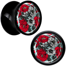 Load image into Gallery viewer, Blossom Creation Vibrant Bloom of Flowers Black Acrylic Saddle Plug Set by Onyx O