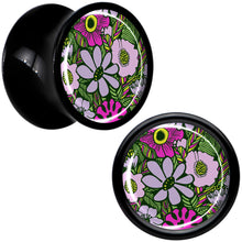 Load image into Gallery viewer, Blossom Creation Paradise of Pink Flowers Black Acrylic Saddle Plug Set by Onyx O