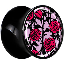 Load image into Gallery viewer, Blossom Creation Floral Love of Roses Black Acrylic Saddle Plug Set by Onyx O