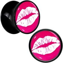 Load image into Gallery viewer, Black Acrylic Red Hot Lips Double Flare Plug Set by Onyx O