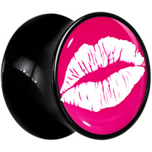 Load image into Gallery viewer, Black Acrylic Red Hot Lips Double Flare Plug Set by Onyx O
