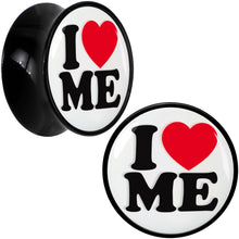 Load image into Gallery viewer, Black Acrylic I Love Me Double Flare Plug Set by Onyx O