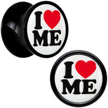 Load image into Gallery viewer, Black Acrylic I Love Me Double Flare Plug Set by Onyx O