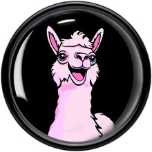 Load image into Gallery viewer, Pink Happy Llama Black Acrylic Saddle Plug Set 8mm to 20mm by Onyx O