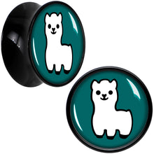 Load image into Gallery viewer, White Llama Black Acrylic Saddle Plug Set 8mm to 20mm by Onyx O